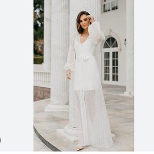 Georgia Pleated Maxi Bridal Robe - Includes Slip